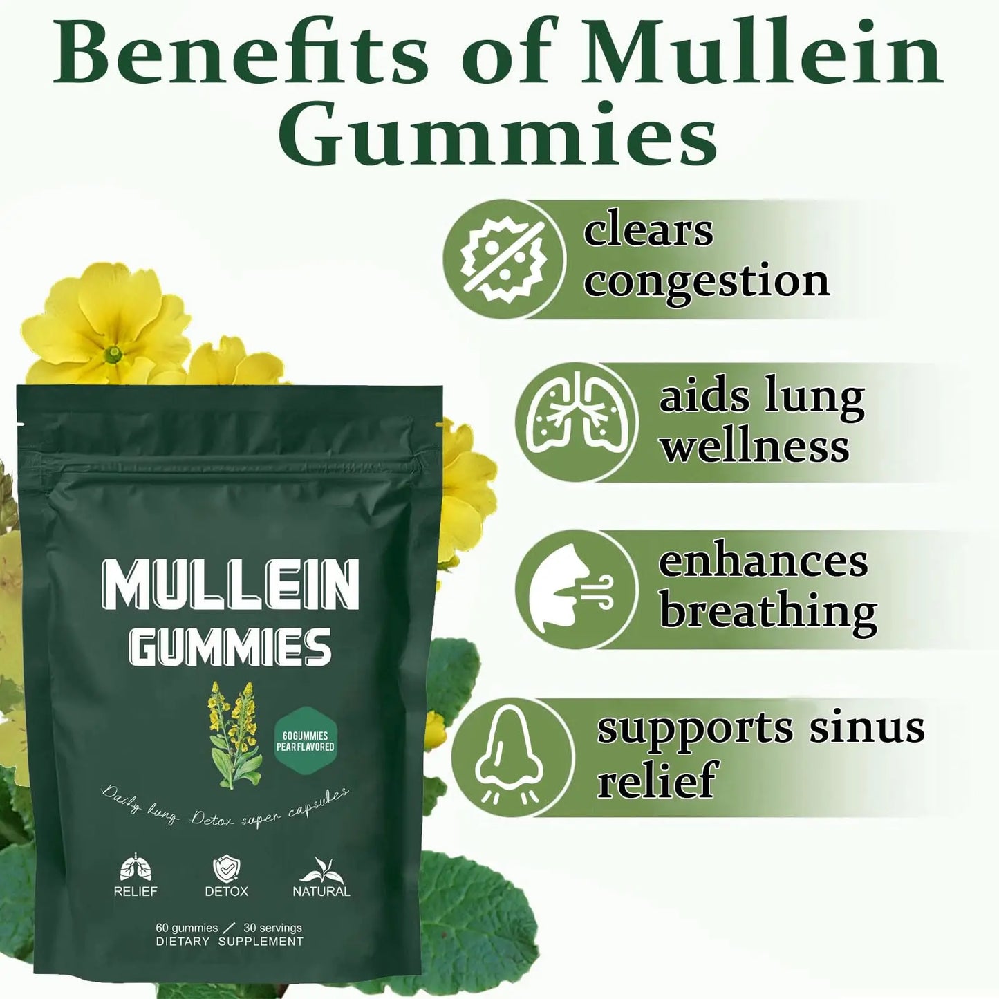Powerful Mullein Gummies for Lung Health – 2000mg
