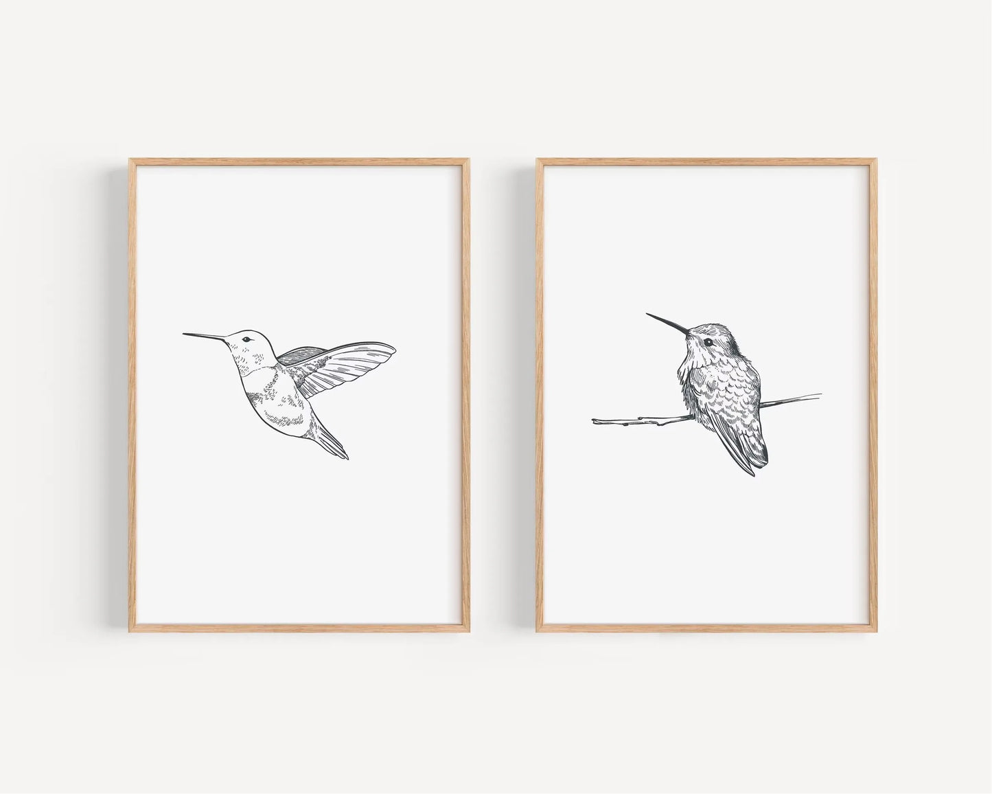 Retro Hummingbird Canvas Prints - 2pcs/set