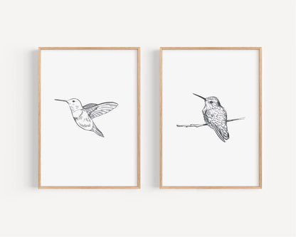 Retro Hummingbird Canvas Prints - 2pcs/set