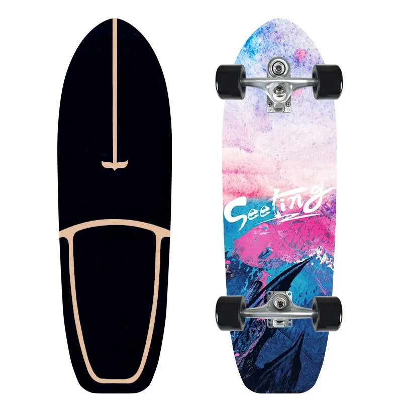CX7 Maple Surfskate Cruiser, Single Kick Carving Longboard for Pumping & Street Riding