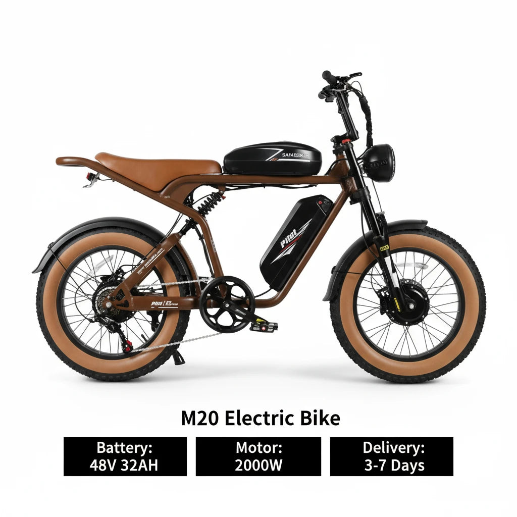 SAMEBIKE M20 2000W Hydraulic Brake, Brushless Motor 20*4" Fat Tire E-Bike - 48V32AH Dual Battery