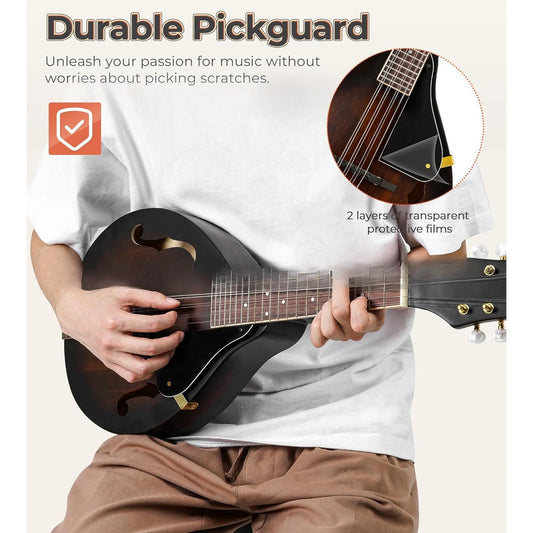 Solid Spruce Top Mandolin 8-String Instrument Suitable for Beginners Adults Acoustic