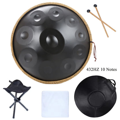 22 inch Handpan 432HZ D Minor 9 10 12 Notes 440HZ Nitride Pantam Drum Hand Pan Stainless Steel  for Beginner Meditation Yoga