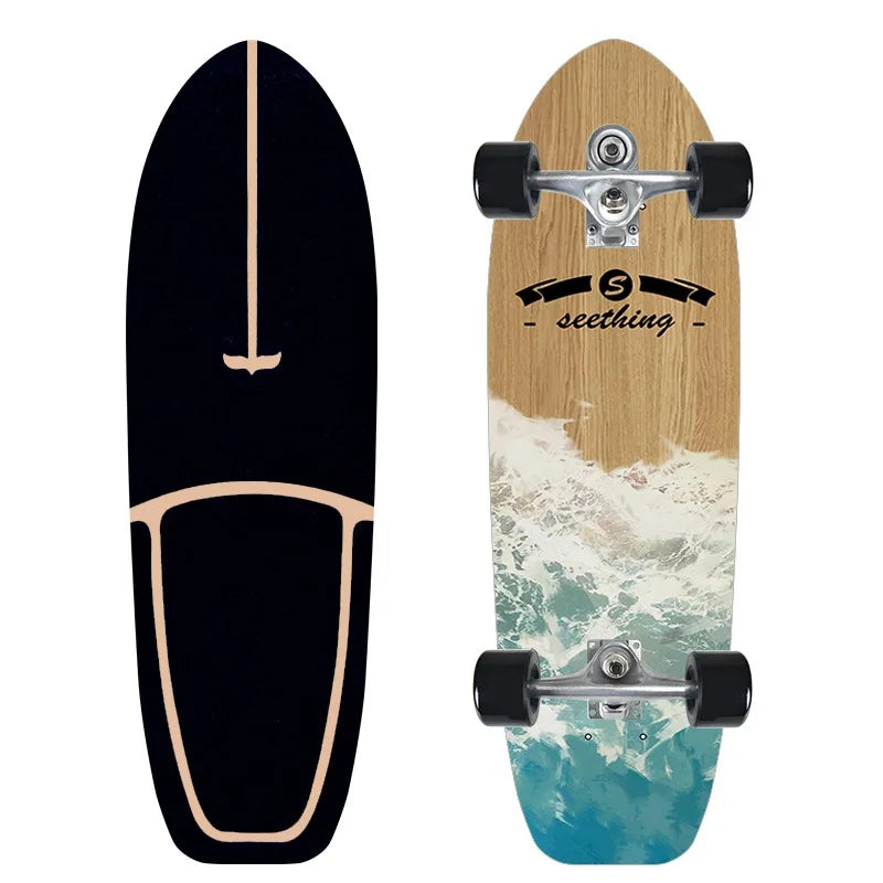 CX7 Maple Surfskate Cruiser, Single Kick Carving Longboard for Pumping & Street Riding