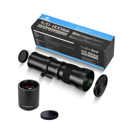 Camera Lens | Lightdow 420-800mm F8.3 Manual Telephoto Zoom Lens With 2X Converter for Canon Nikon Sony Pentax Fujifilm Cameras