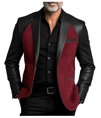 Men's  Designer Splicing Classic PU Suit Coat