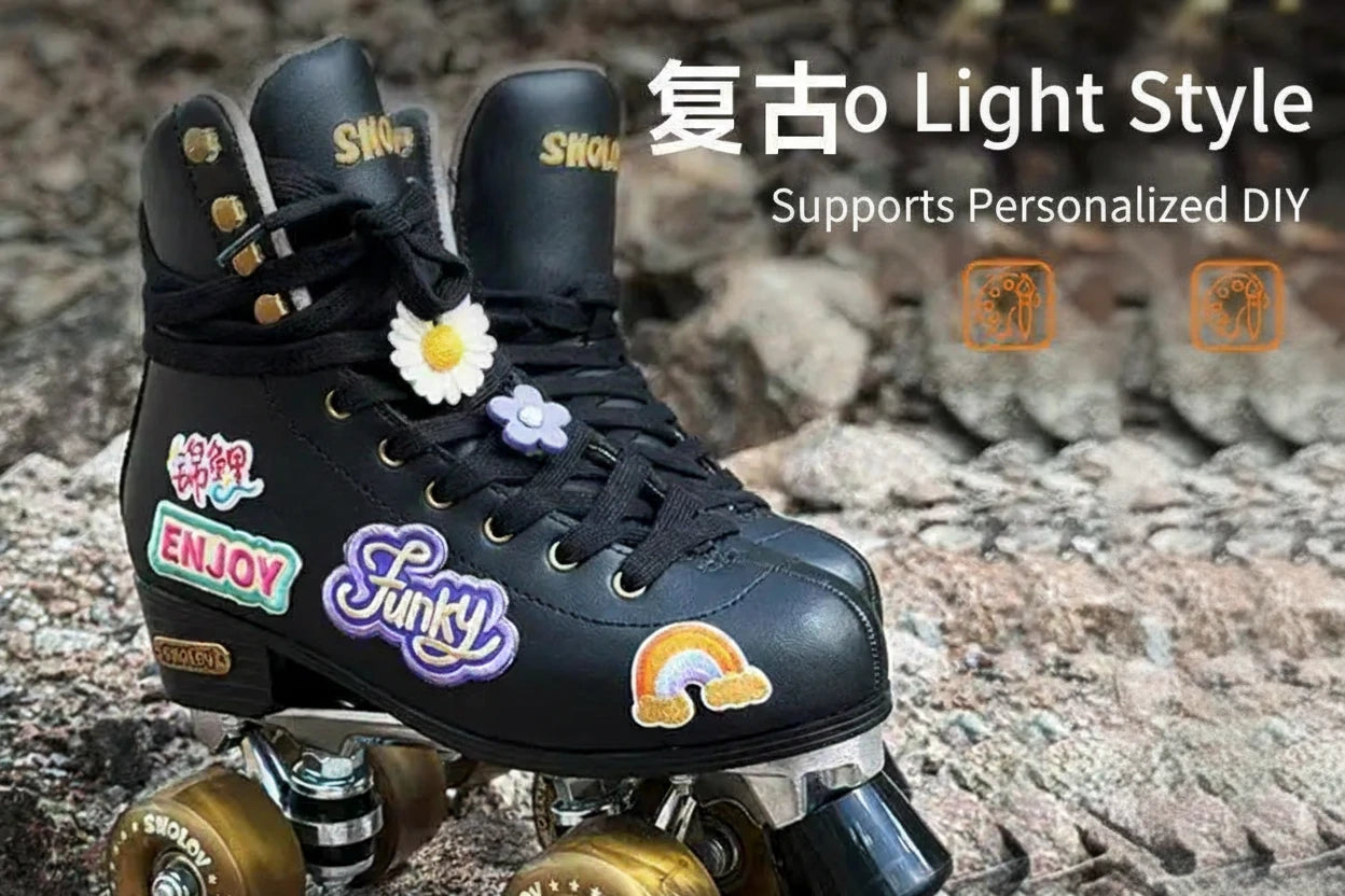 Leather Quad Skates with Aluminum Alloy Brackets - [Sizes 36-39]