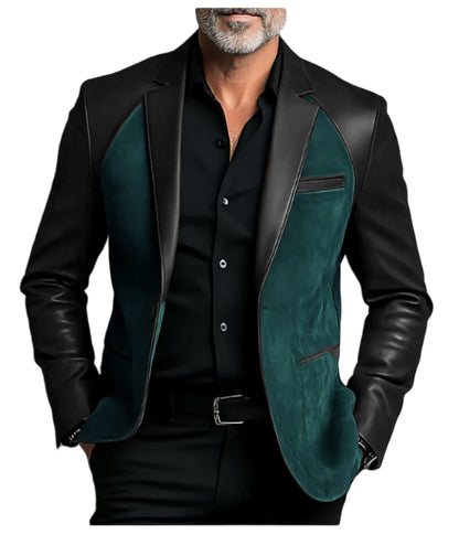 Men's  Designer Splicing Classic PU Suit Coat