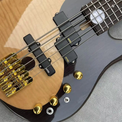 Classic yin-yang Butterfly style natural wood color 5-chord Electric Bass Guitar