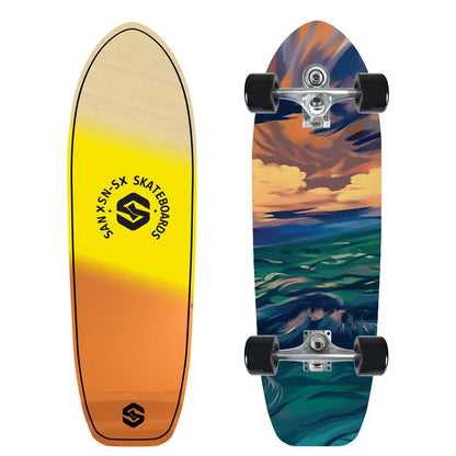 CX7 Maple Surfskate Cruiser, Single Kick Carving Longboard for Pumping & Street Riding