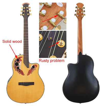 41" Round Back Electric Acoustic Guitar Cutaway Design - Folk Style