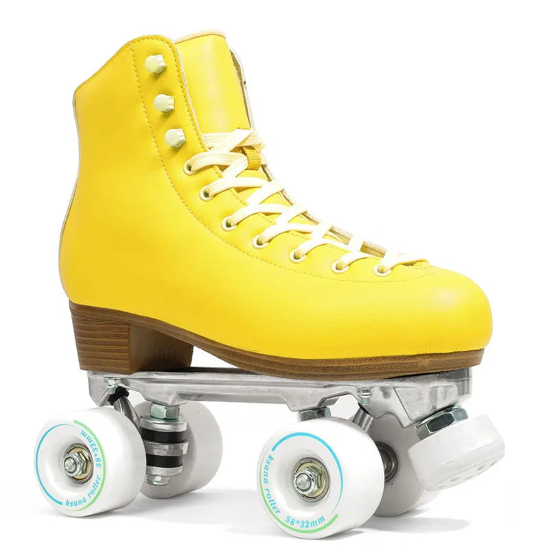 Luxury Leather Quad Roller Skates with  Aluminium Alloy Frame  - Indoor Dance  Skate
