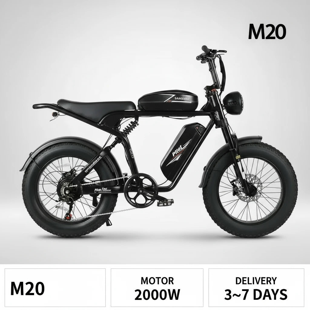 SAMEBIKE M20 2000W Hydraulic Brake, Brushless Motor 20*4" Fat Tire E-Bike - 48V32AH Dual Battery