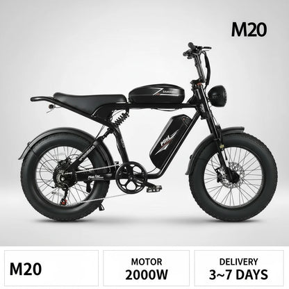 SAMEBIKE M20 2000W Hydraulic Brake, Brushless Motor 20*4" Fat Tire E-Bike - 48V32AH Dual Battery