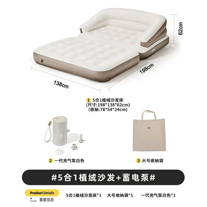 Inflatable Bed Double Person Inflatable Air Lazy Sofa Outdoor Portable Foldable Camping Couple Rear Exhaust Cushion Bed Couch