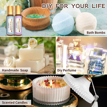 EUQEE 6PCS Women's Fragrance Oil Set -10ml White Musk Coconut & Vanilla Black Opiumm Angel Chance D-Jador  Roller Fragrance Oils