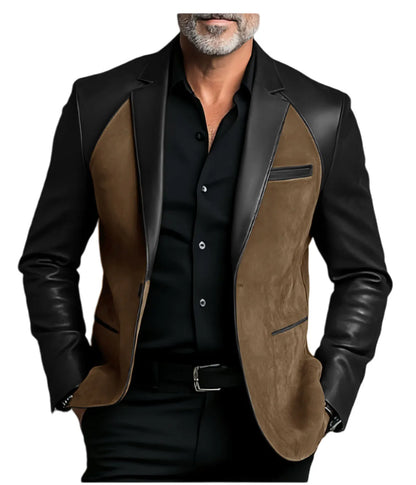 Men's  Designer Splicing Classic PU Suit Coat