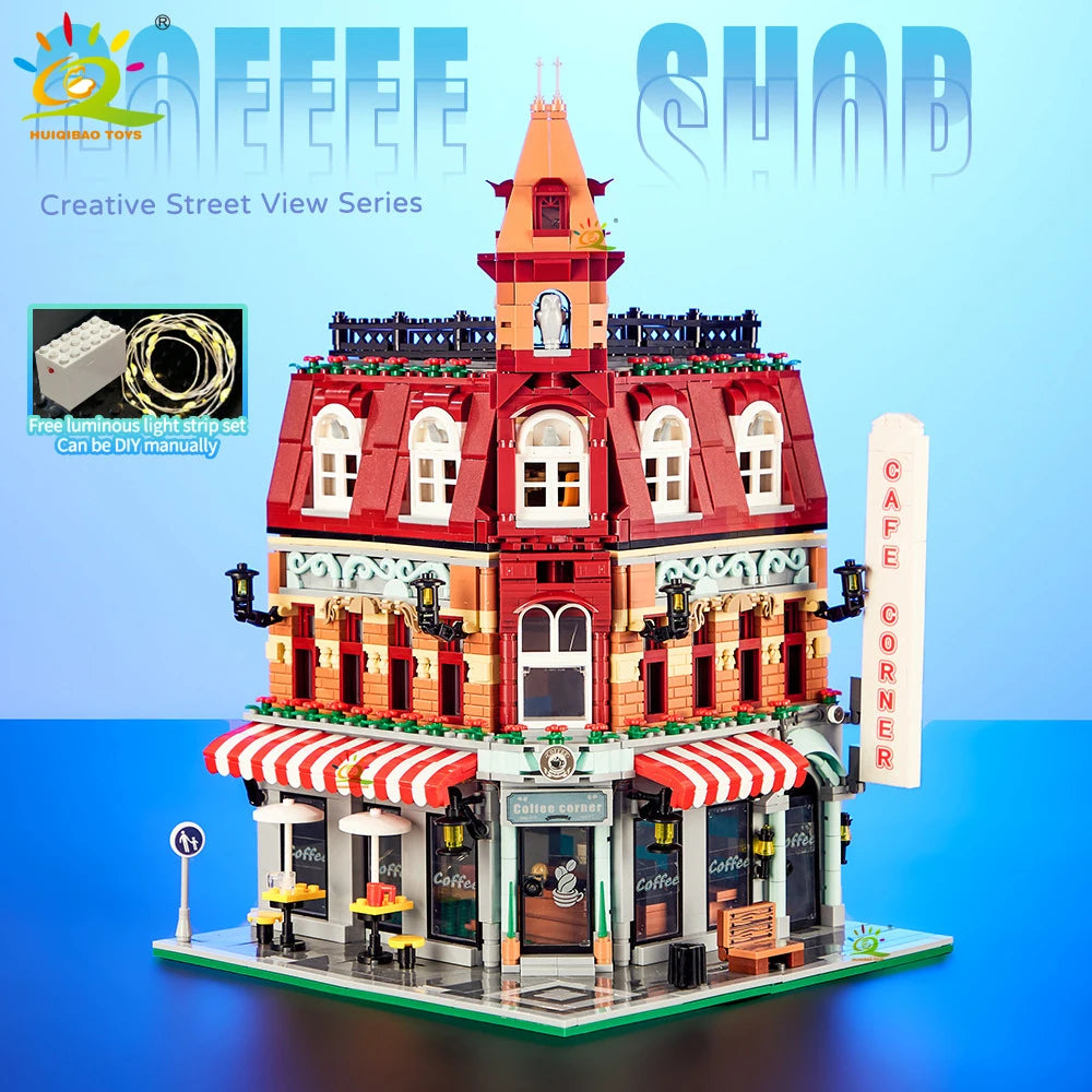 Micro Building Blocks | Architecture Style Street View City Corner Coffee Shop