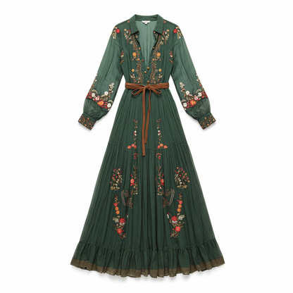 Retro Floral Boho Maxi Dress