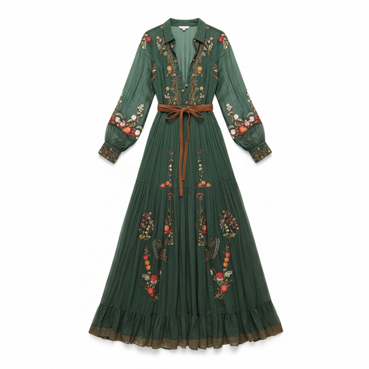 Retro Floral Boho Maxi Dress