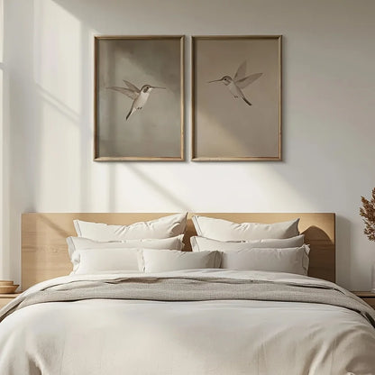 Retro Hummingbird Canvas Prints - 2pcs/set