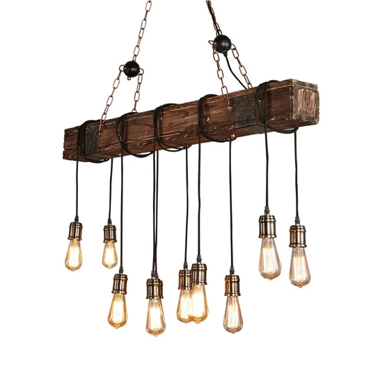 Retro Iron & Wood E27 LED Antique Industrial LOFT Chandelier Lighting