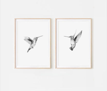 Retro Hummingbird Canvas Prints - 2pcs/set