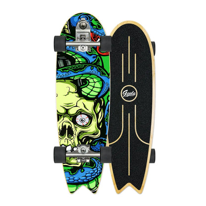 V7 33-Inch Surfskate Longboard, No-Push Fish Tail Pumping Board for Adults