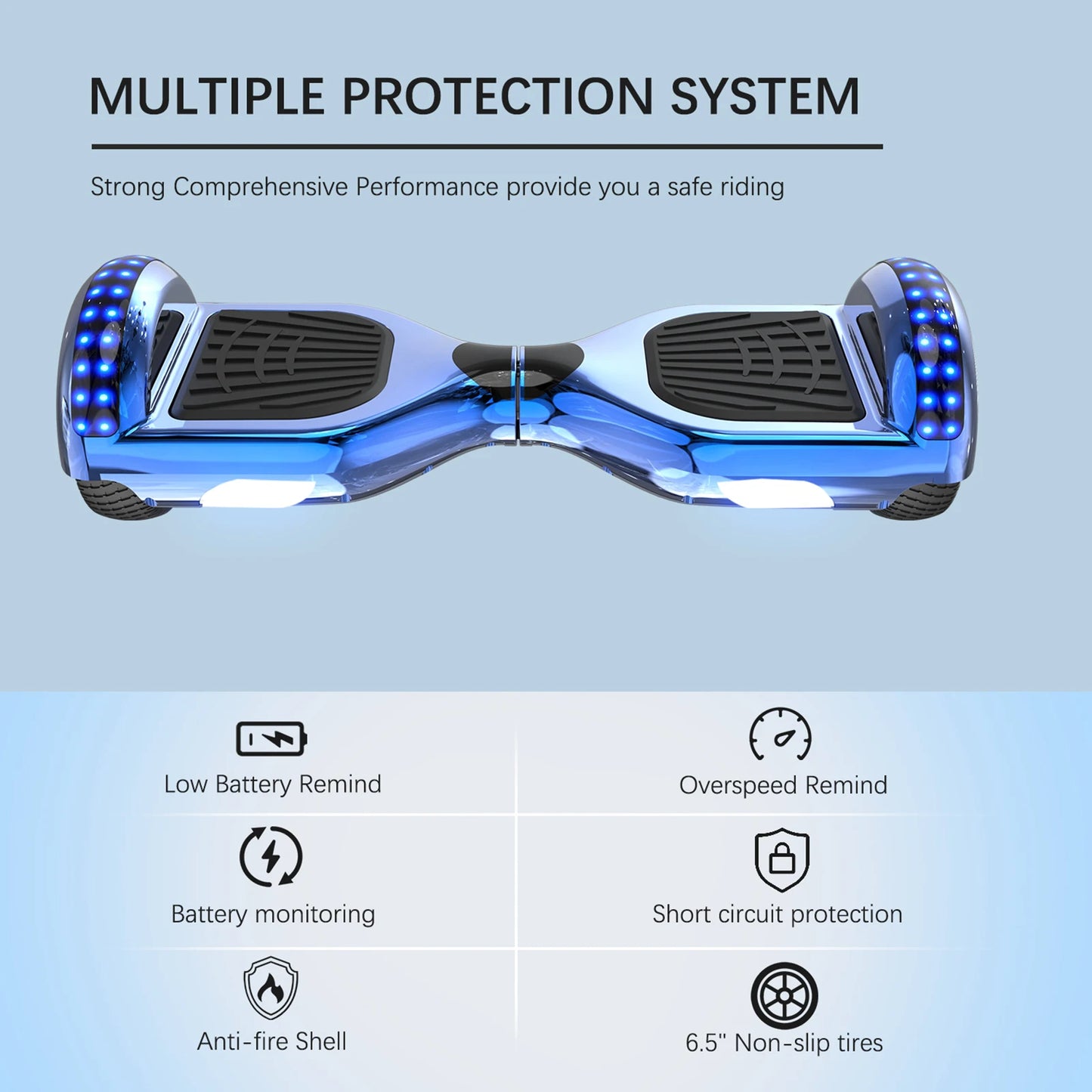 RCB 6.5" Two Wheel Hoverboard with Bluetooth Speaker And LED Light
