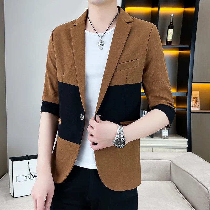 Men's Patchwork Suit Blazer