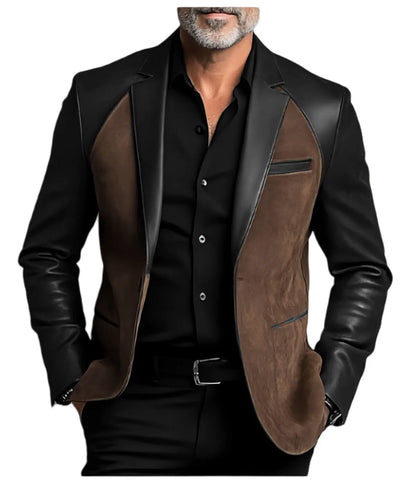 Men's  Designer Splicing Classic PU Suit Coat