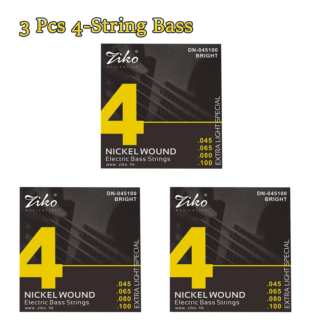 ZIKO  4/5/6  Carbon Steel Hexagonal Alloy Electric Bass Strings - 5/10 Set