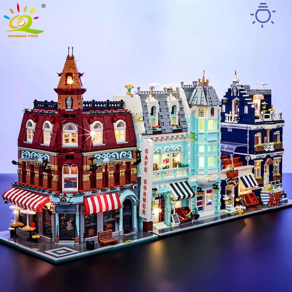 Micro Building Blocks | Architecture Style Street View City Corner Coffee Shop