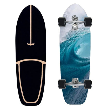 CX7 Maple Surfskate Cruiser, Single Kick Carving Longboard for Pumping & Street Riding