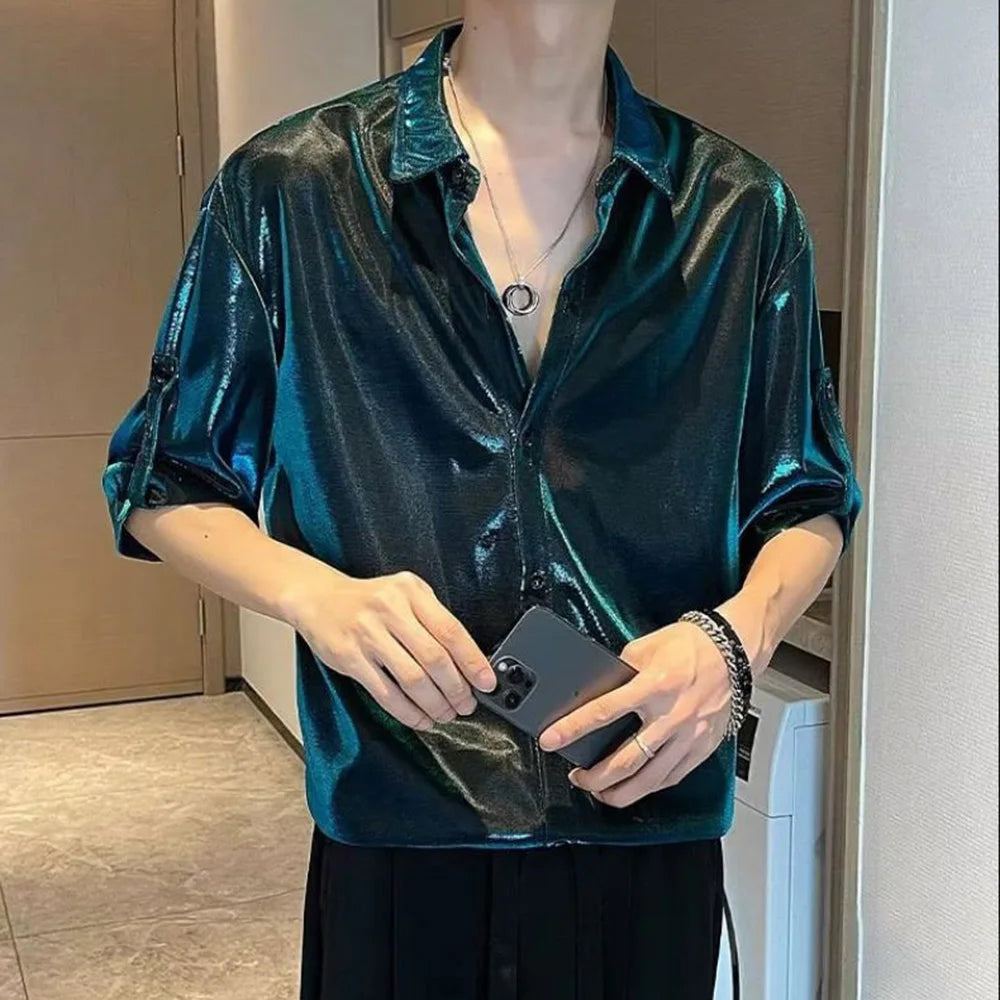 Men Satin Metallic Shirt