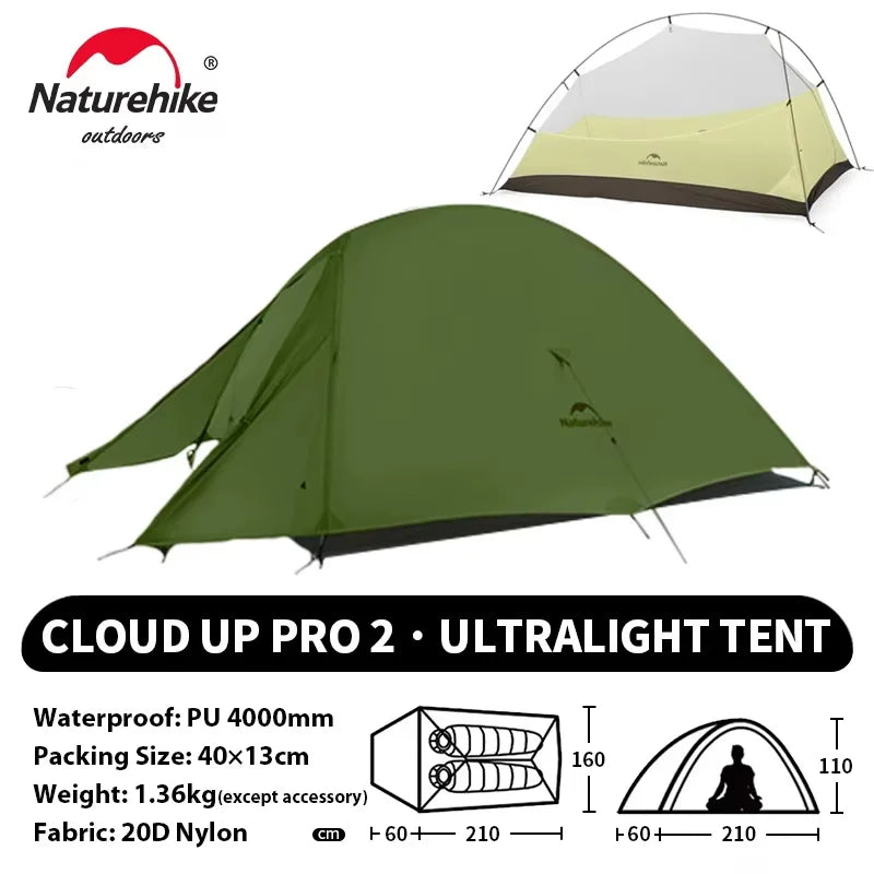 Naturehike Cloud Up 2 People Ultralight 20D Camping Tent