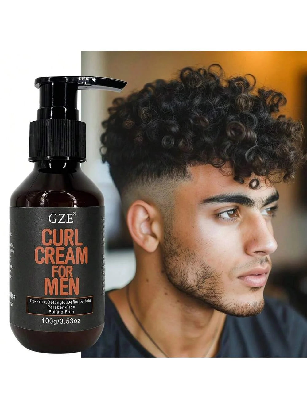 GZE Men's Castor Oil Curl Defining Cream