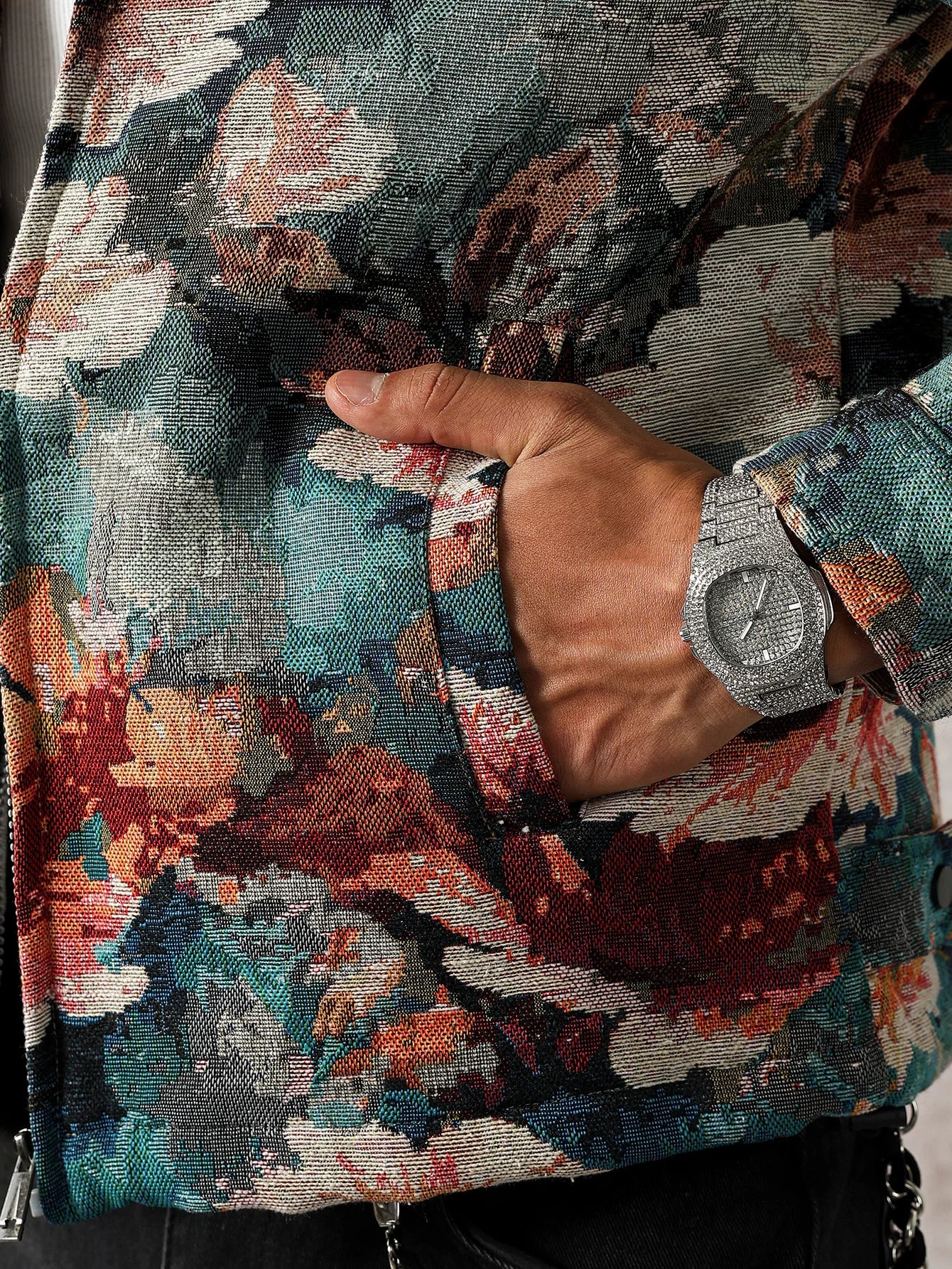 Men's Autumn Ins Floral Handsome Coat