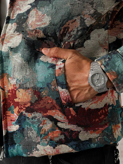 Men's Autumn Ins Floral Handsome Coat