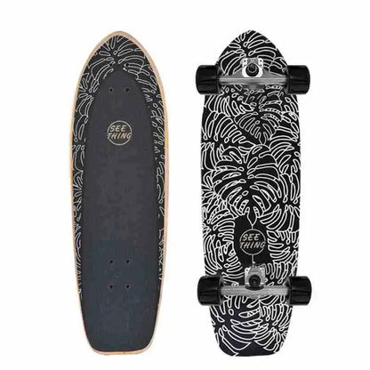 Maple Surfskate Longboard, Single Kick Carving Cruiser for Pumping & Street Riding