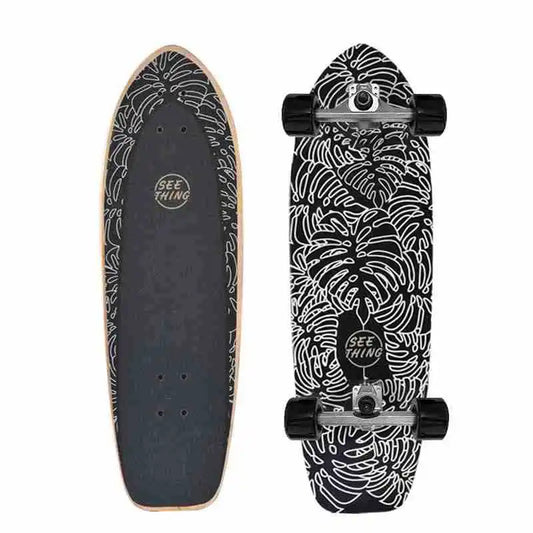 Maple Surfskate Longboard, Single Kick Carving Cruiser for Pumping & Street Riding