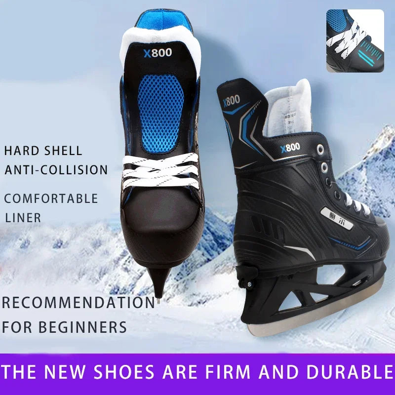 Adjustable Ice Hockey Skates for Adults – Insulated Winter Ice Skates with Stainless Steel Blades for Beginners