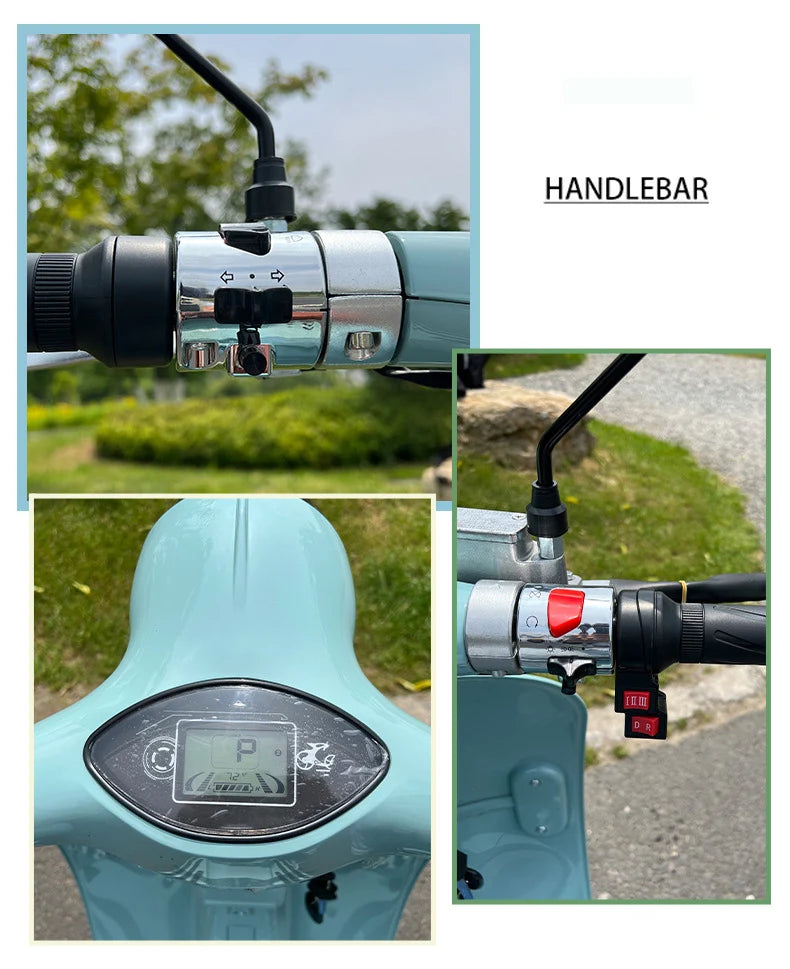 Vintage Electric Scooter Bike – 1200W High Speed Adult Electric Moped with 60V Battery for City Commuting