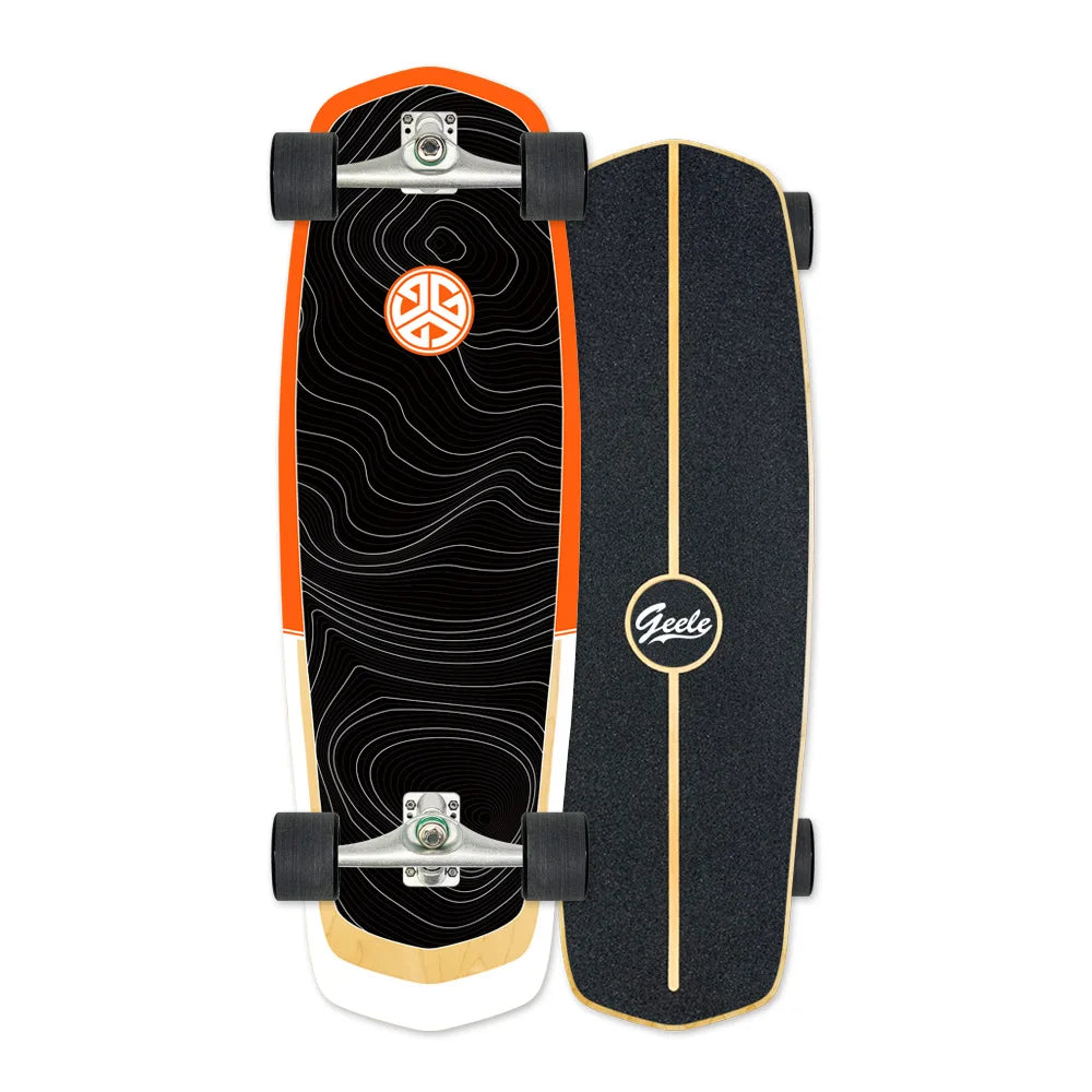 CX4 Land Surfboard Surfskate, Pedal-Free Surf Training Skateboard for Beginners