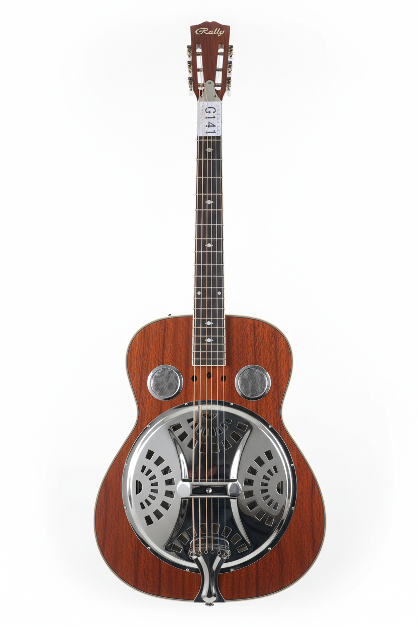 Rally Round Neck, Steel Strings Natural KOA Body 19 Frets Resonator Guitar