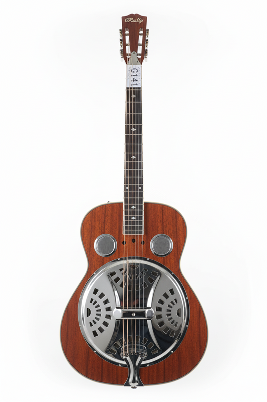 Rally Round Neck, Steel Strings Natural KOA Body 19 Frets Resonator Guitar
