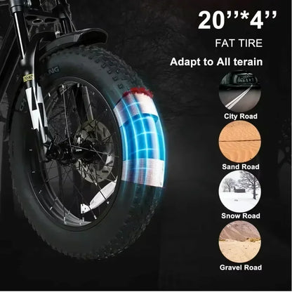 SAMEBIKE M20 2000W Hydraulic Brake, Brushless Motor 20*4" Fat Tire E-Bike - 48V32AH Dual Battery