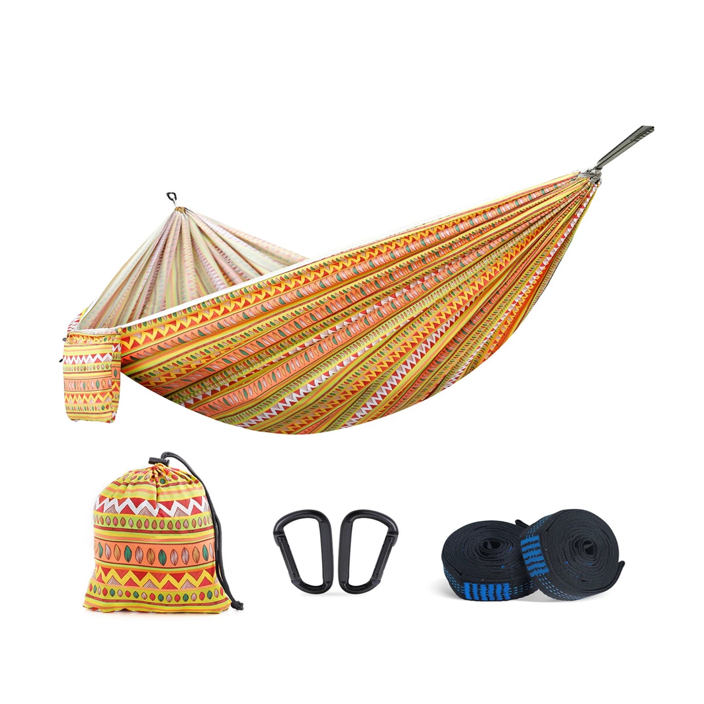 Portable Outdoor Garden Hammocks Quick Open Parachute Cloth Double Travel Camping Sleeping Hanging Hammock Swing Nature Hike