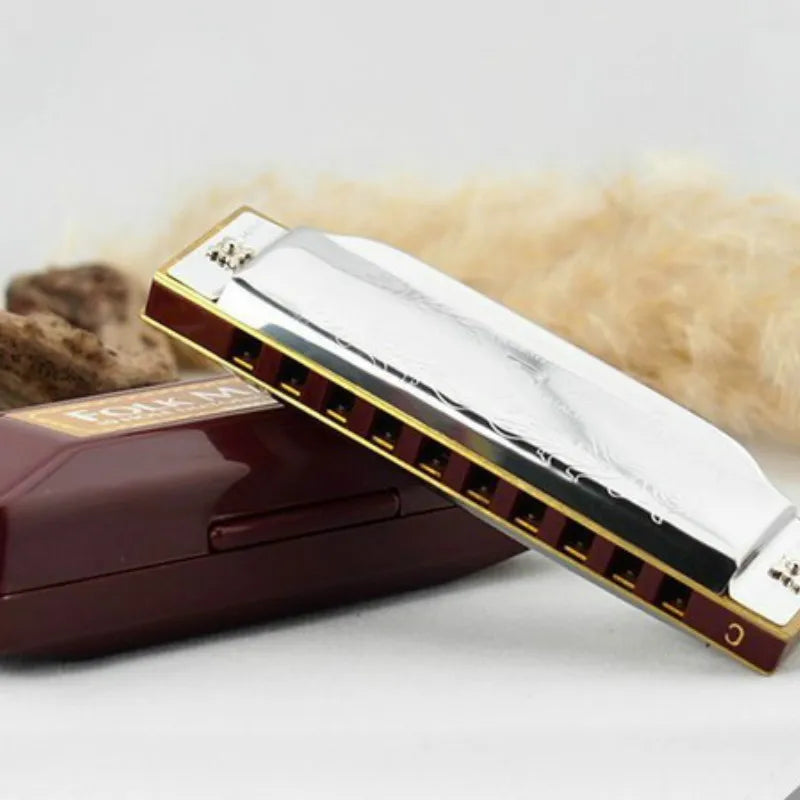 Silver Suzuki 10 Holes Harmonica