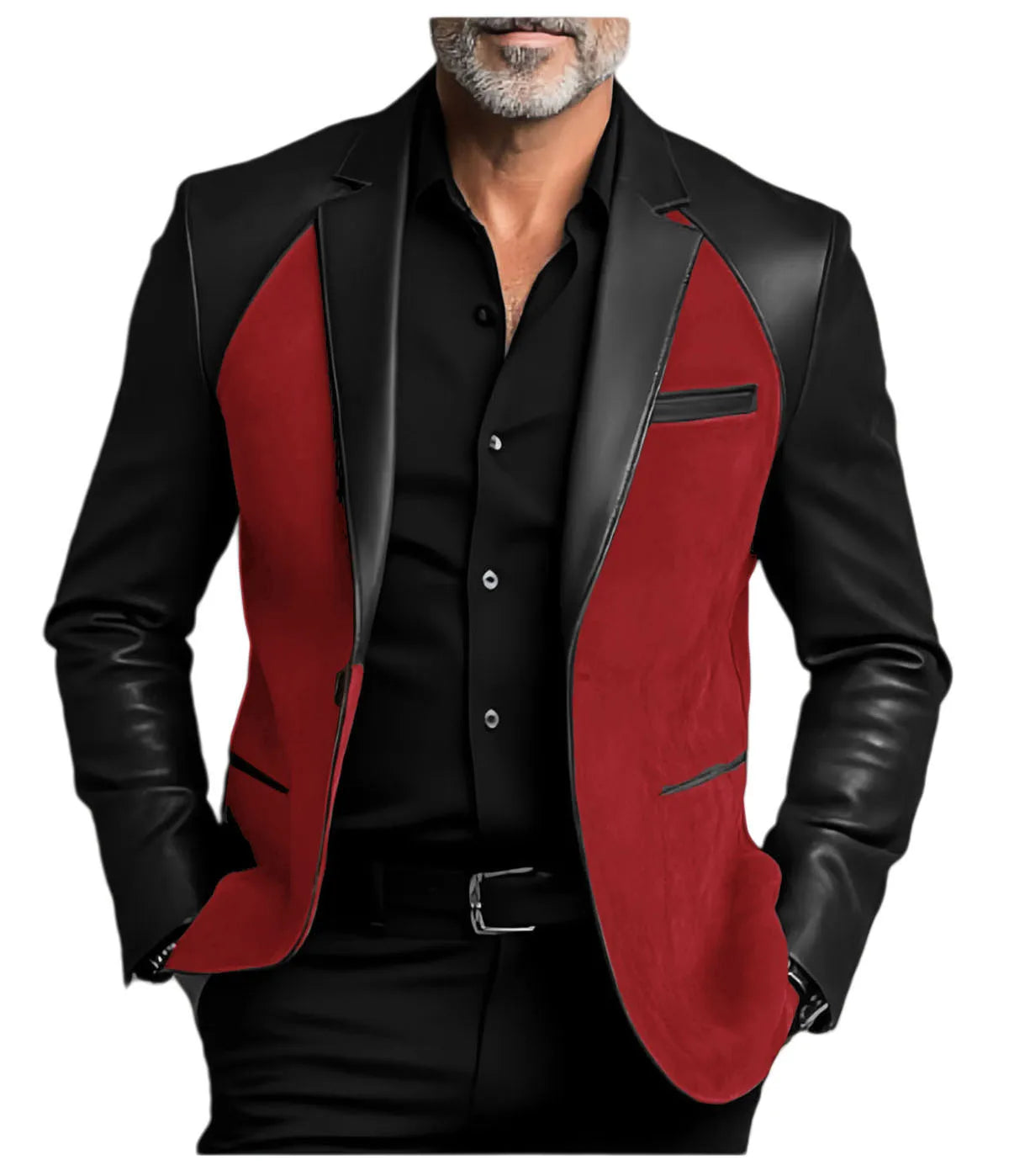 Men's  Designer Splicing Classic PU Suit Coat